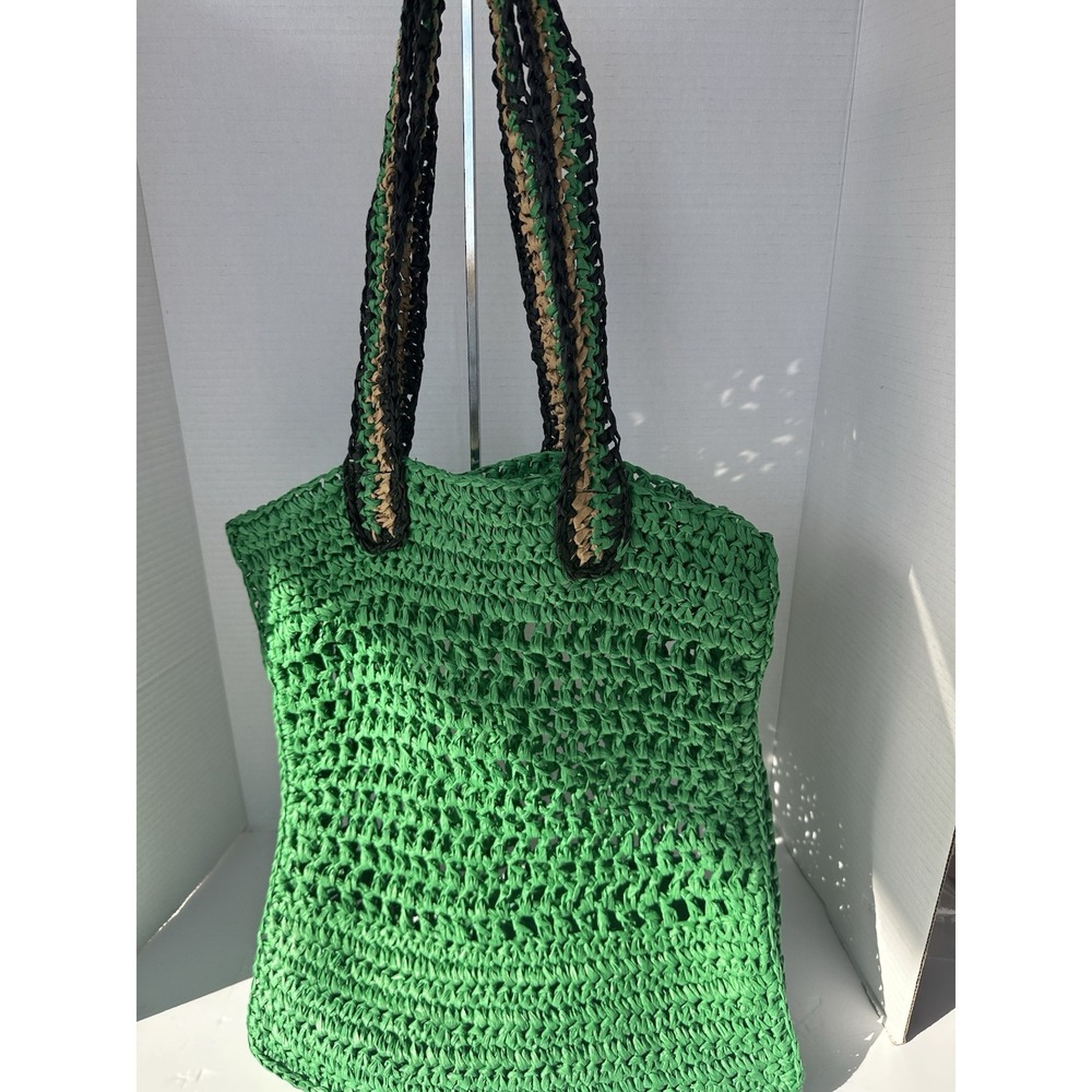 Green Straw Large Tote